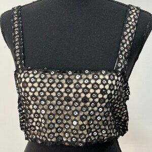 FP x EastNWestLabel Mirrored Sequin Crop Top, NWT, Large